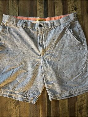 Chaps Light Blue Anchor-Print Flat Front Men’s Shorts